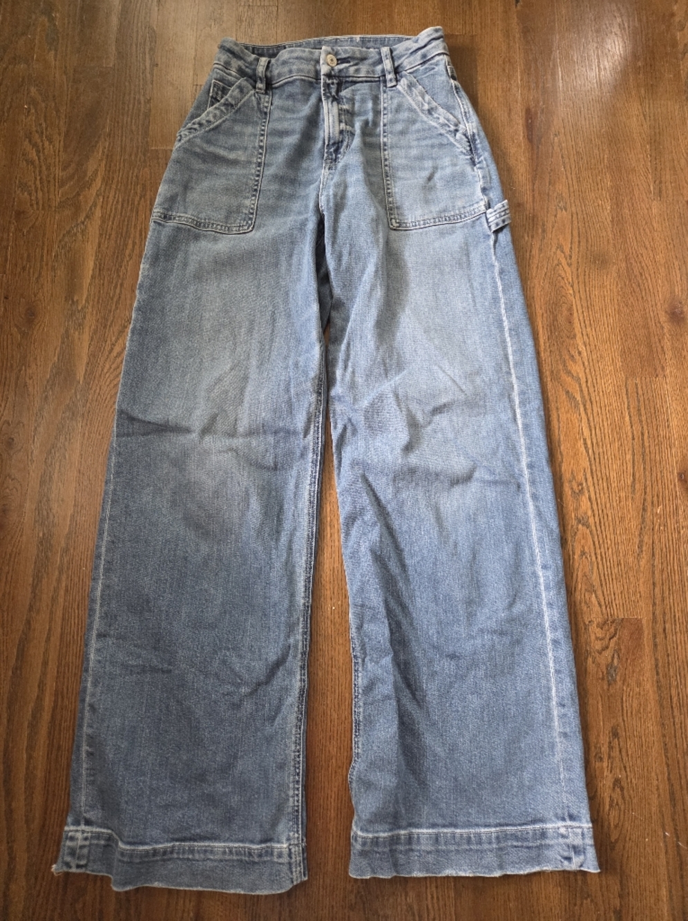 American Eagle Womens 00R Curvy Super High Rise Baggy Wide Leg Jeans